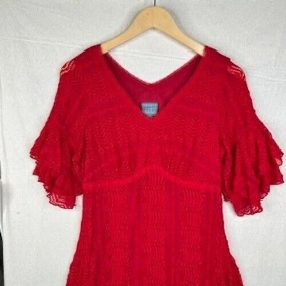 Rabbit Rabbit Rabbit Design Women's Short Sleeve Lace Fit‎ + Flare Dress Sz 12